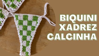 Calcinha - biquni de croch sis valverde - top quadriculado - biquni xadrez - fio conduzido
