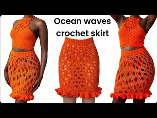 Ocean waves crochet skirt with ruffles | crochet lace stitch skirt