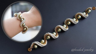 Spiral beaded bracelet with seed beads tutorial. How to make beaded jewelry
