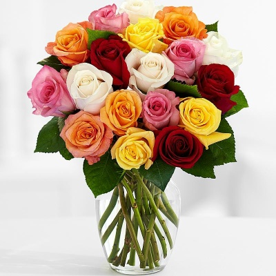 Букет из разноцветных роз Кения 87 шт. (35 см) - купить в интернет-магазине OZON