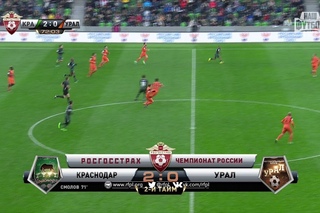 Футбол. РФПЛ. 14-й тур. Краснодар - Урал 2:0 71’ Фёдор Смолов